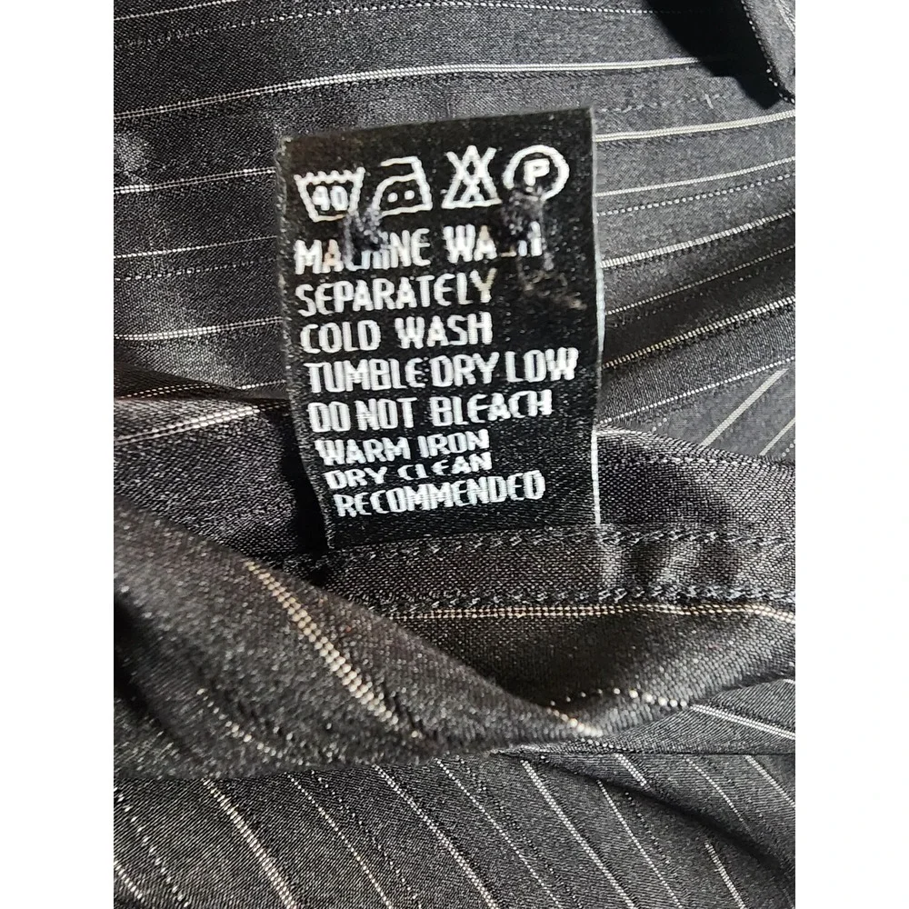 7 Diamonds Button Down Mens L Pinstripe Black Stretch Long Sleeve Dress Shirt